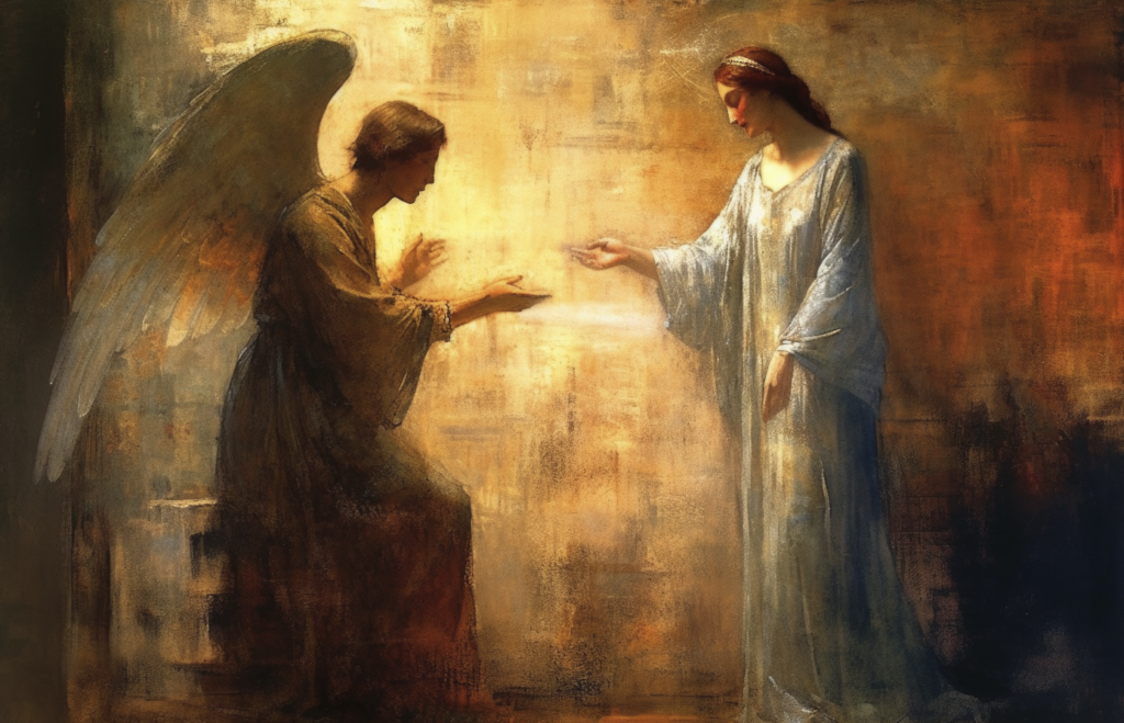 the angel Gabriel speaking with Mary in the New Testament